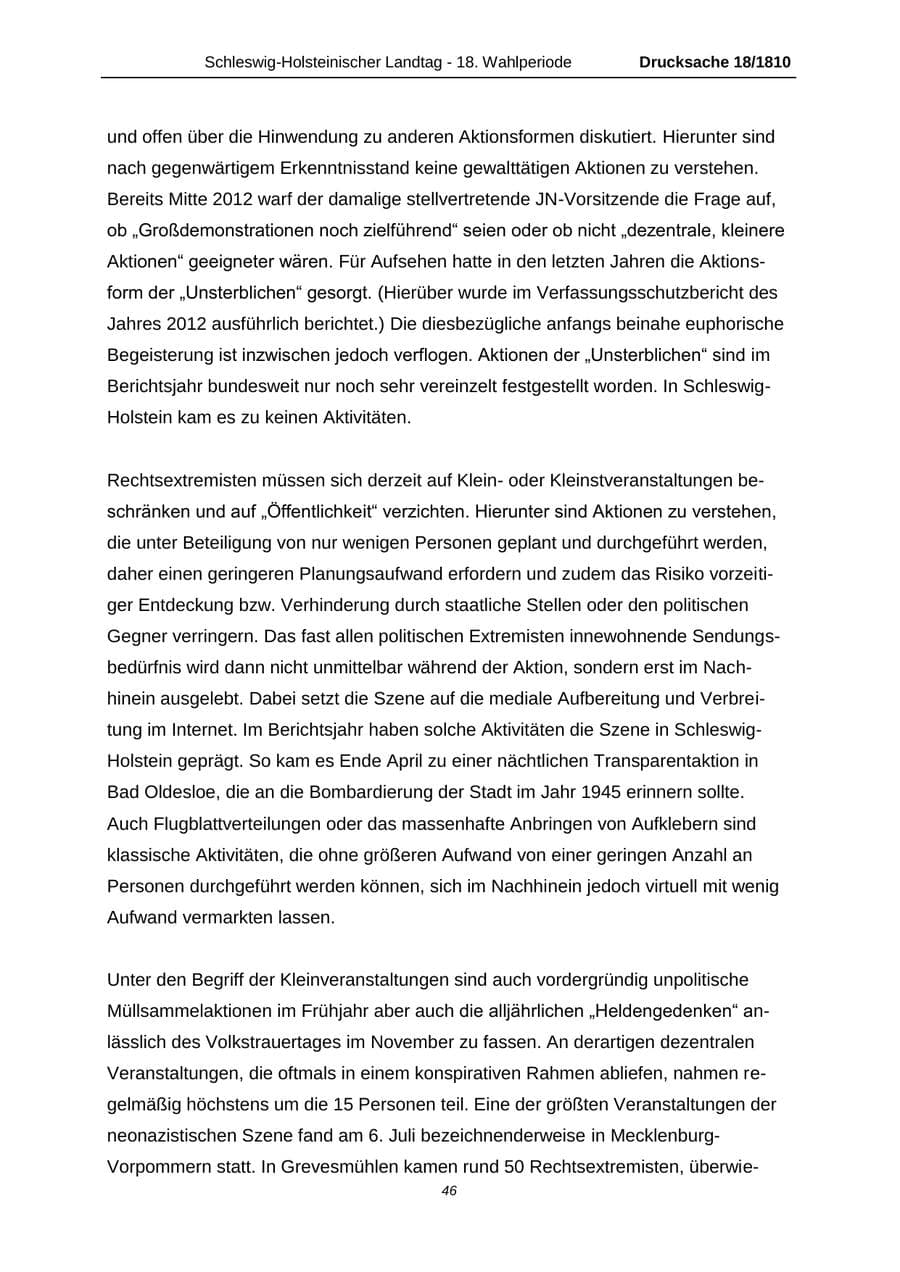 Seite 46 des Verfassungsschutzbericht 2013 Schleswig-Holstein