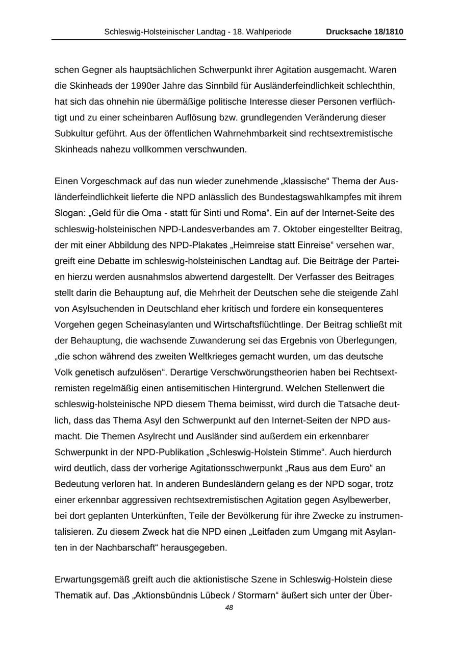 Seite 48 des Verfassungsschutzbericht 2013 Schleswig-Holstein