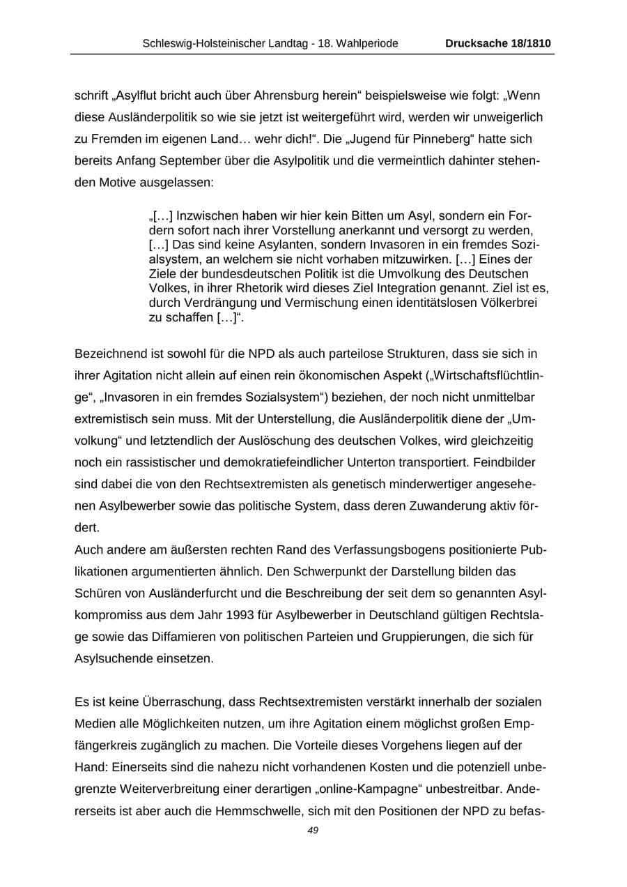 Seite 49 des Verfassungsschutzbericht 2013 Schleswig-Holstein