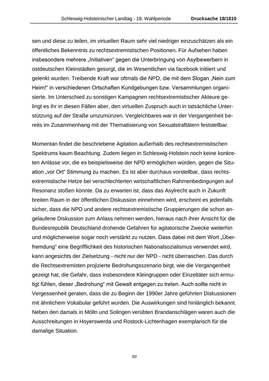 Seite 50 des Verfassungsschutzbericht 2013 Schleswig-Holstein