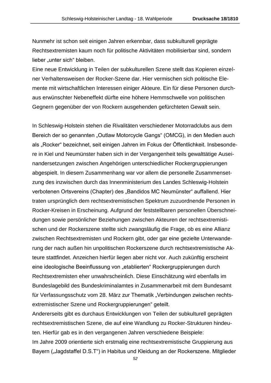 Seite 52 des Verfassungsschutzbericht 2013 Schleswig-Holstein