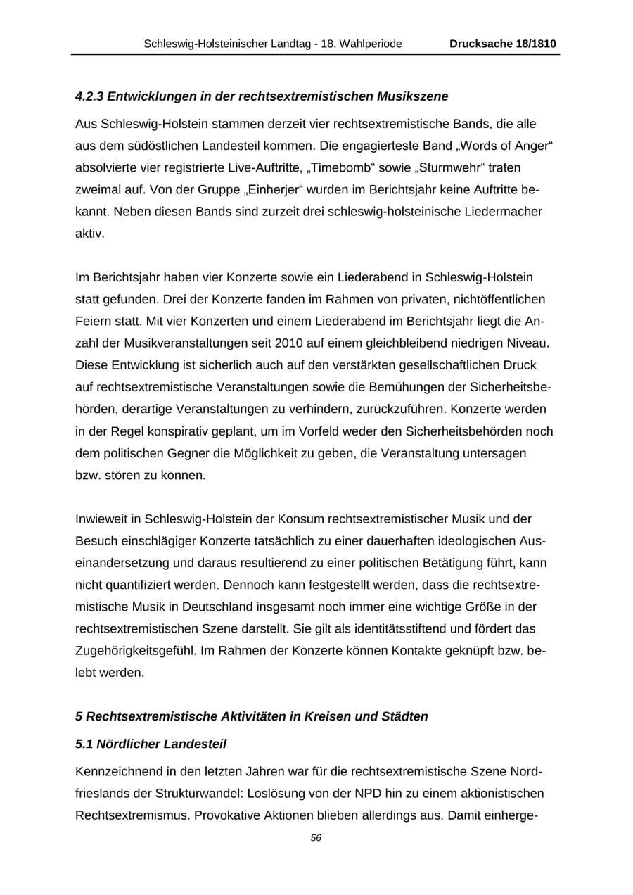 Seite 56 des Verfassungsschutzbericht 2013 Schleswig-Holstein