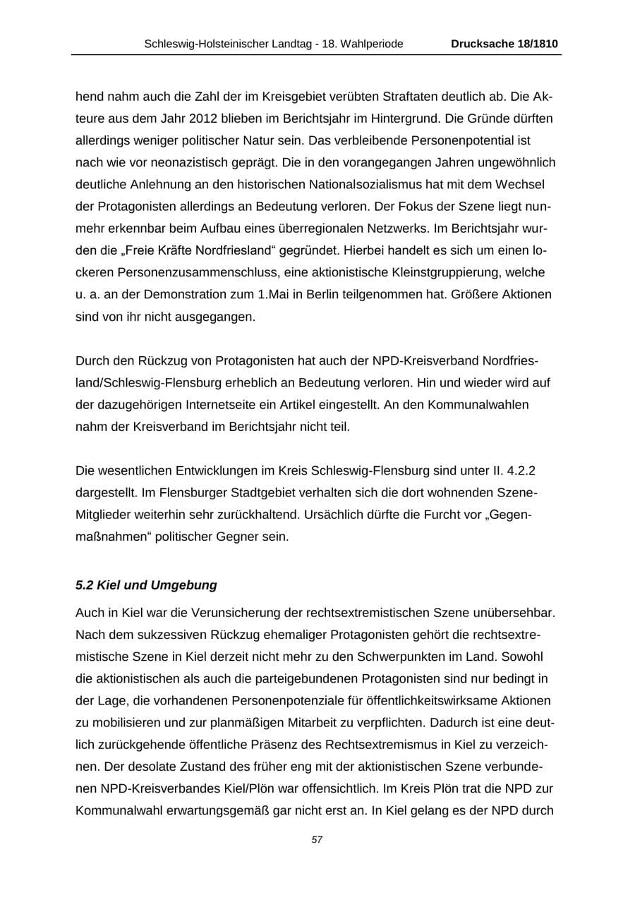 Seite 57 des Verfassungsschutzbericht 2013 Schleswig-Holstein
