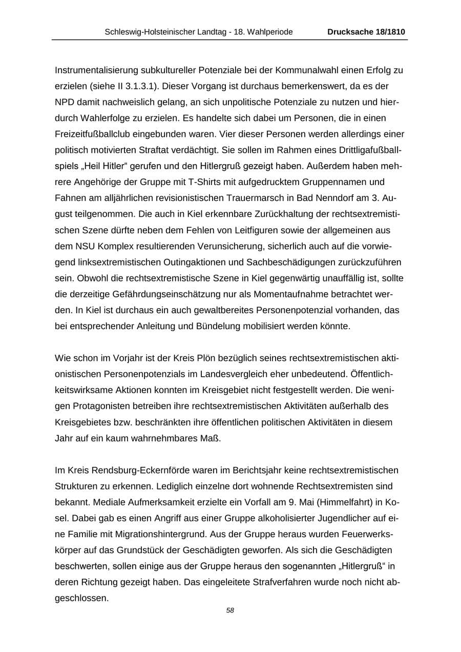 Seite 58 des Verfassungsschutzbericht 2013 Schleswig-Holstein