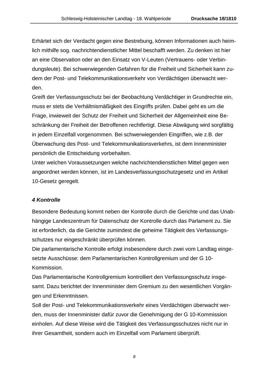 Seite 8 des Verfassungsschutzbericht 2013 Schleswig-Holstein