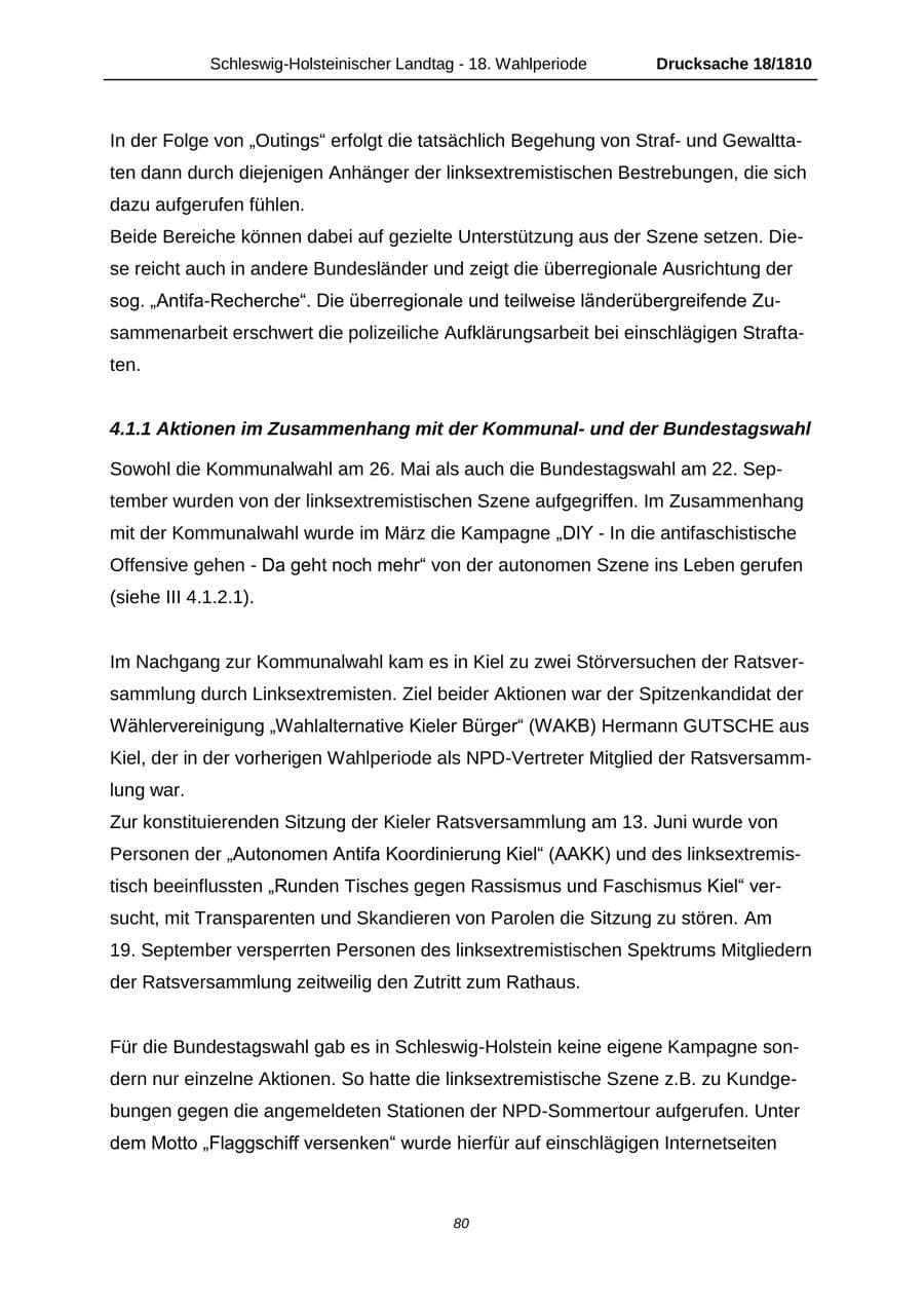 Seite 80 des Verfassungsschutzbericht 2013 Schleswig-Holstein