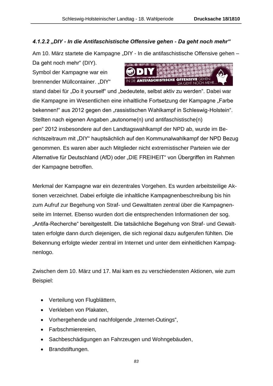 Seite 83 des Verfassungsschutzbericht 2013 Schleswig-Holstein