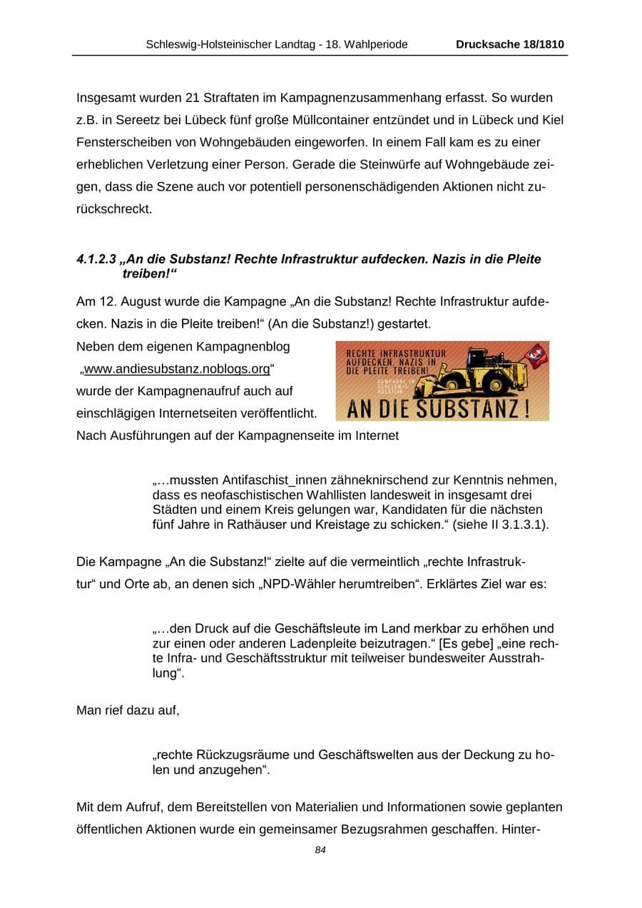 Seite 84 des Verfassungsschutzbericht 2013 Schleswig-Holstein