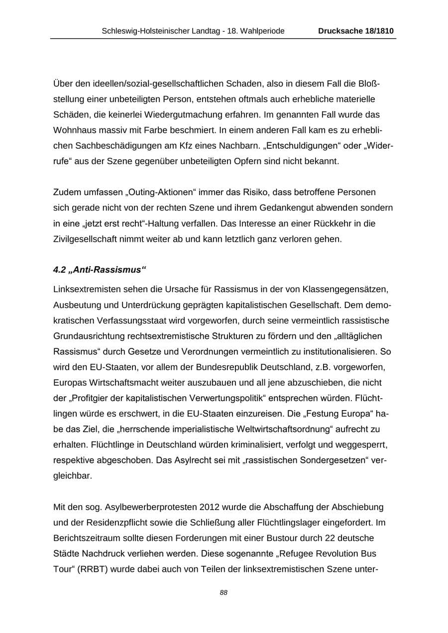 Seite 88 des Verfassungsschutzbericht 2013 Schleswig-Holstein