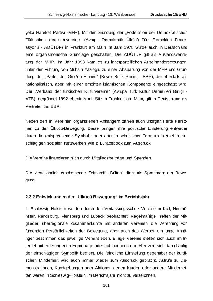 Seite 101 des Verfassungsschutzbericht 2014 Schleswig-Holstein