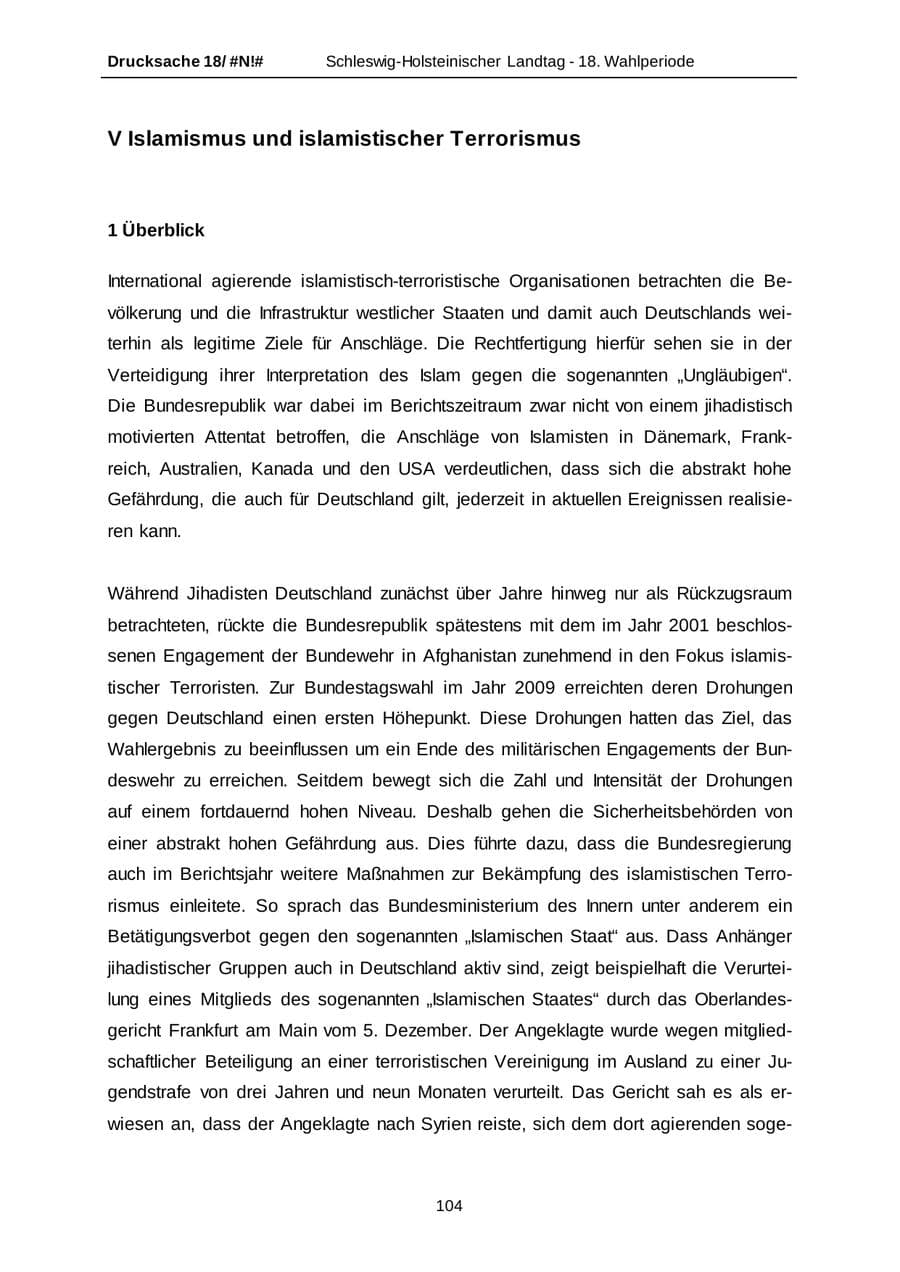 Seite 104 des Verfassungsschutzbericht 2014 Schleswig-Holstein