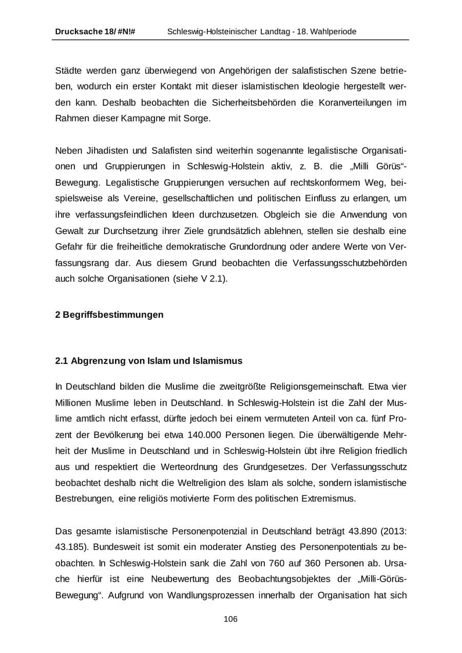 Seite 106 des Verfassungsschutzbericht 2014 Schleswig-Holstein