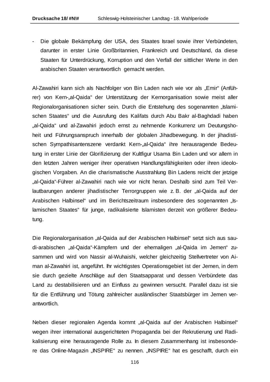 Seite 116 des Verfassungsschutzbericht 2014 Schleswig-Holstein