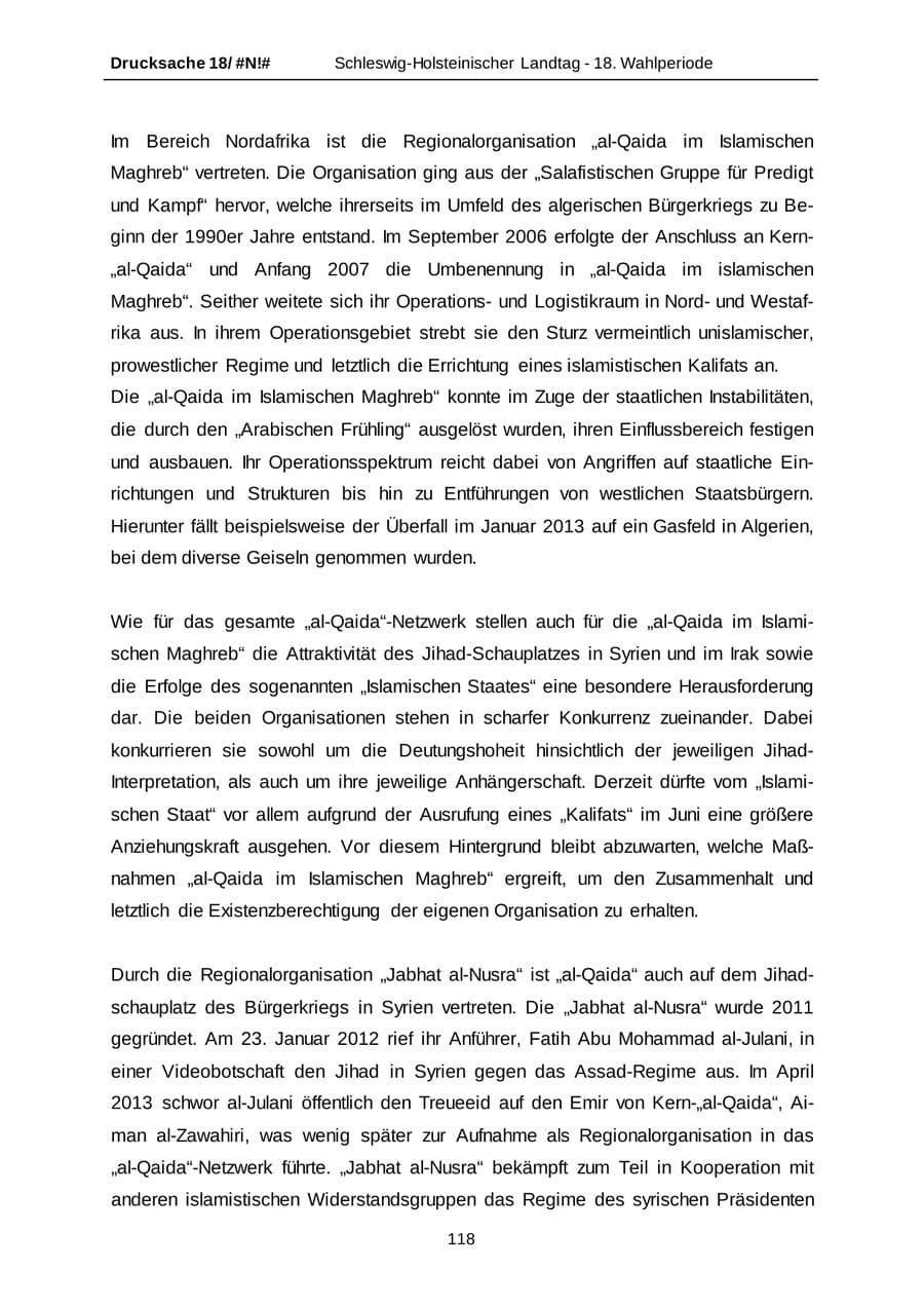 Seite 118 des Verfassungsschutzbericht 2014 Schleswig-Holstein