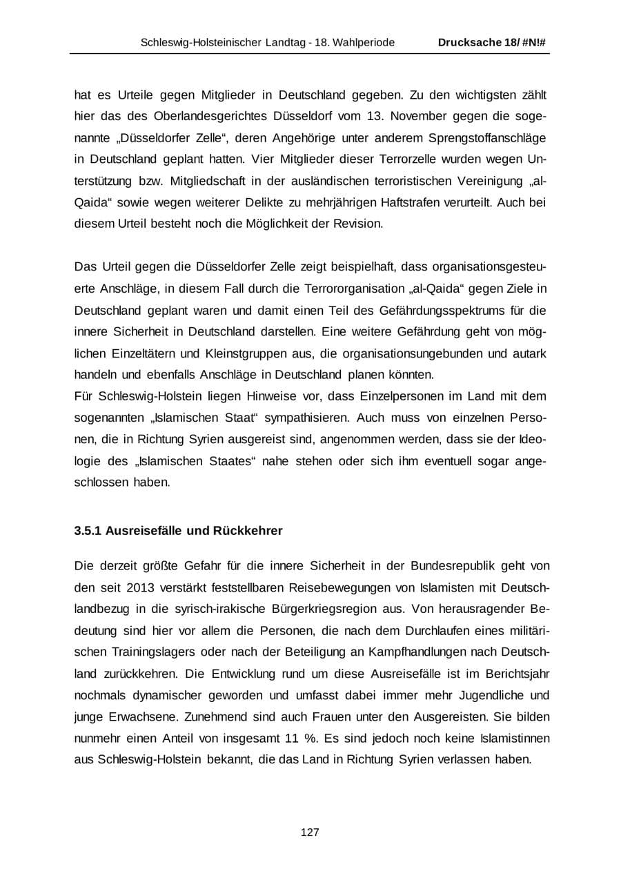 Seite 127 des Verfassungsschutzbericht 2014 Schleswig-Holstein