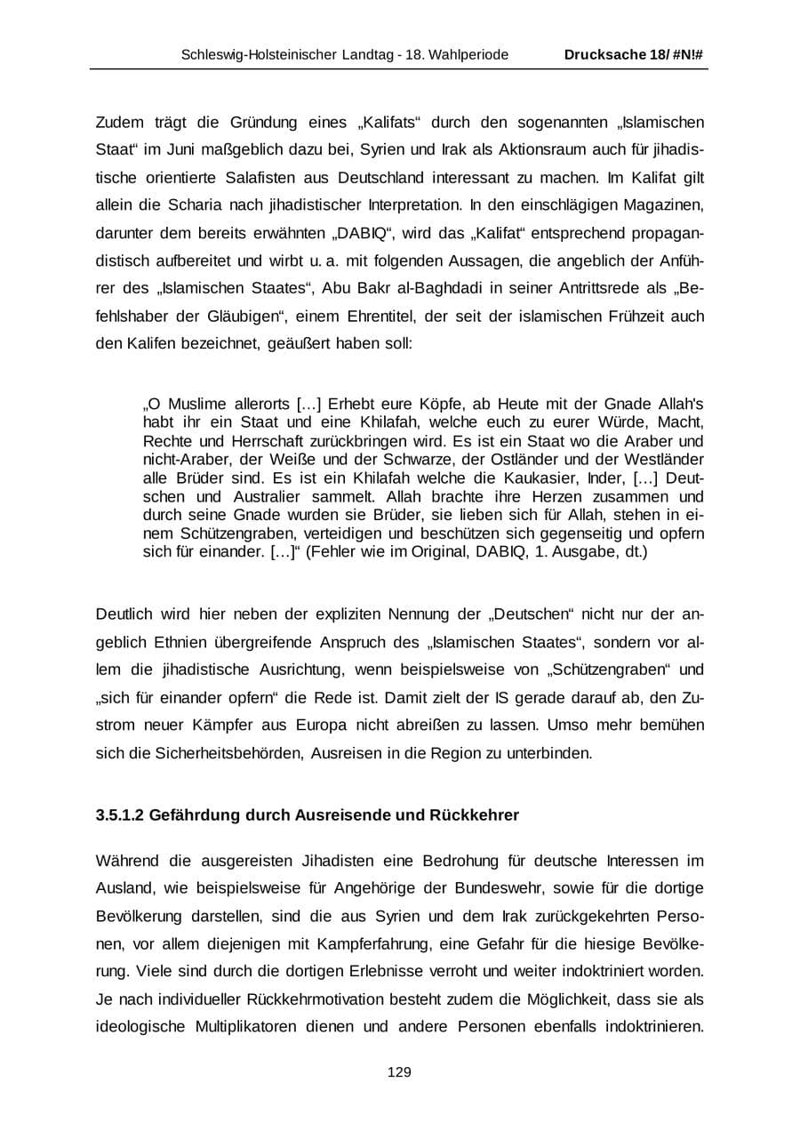 Seite 129 des Verfassungsschutzbericht 2014 Schleswig-Holstein