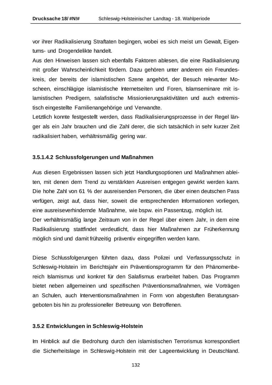Seite 132 des Verfassungsschutzbericht 2014 Schleswig-Holstein
