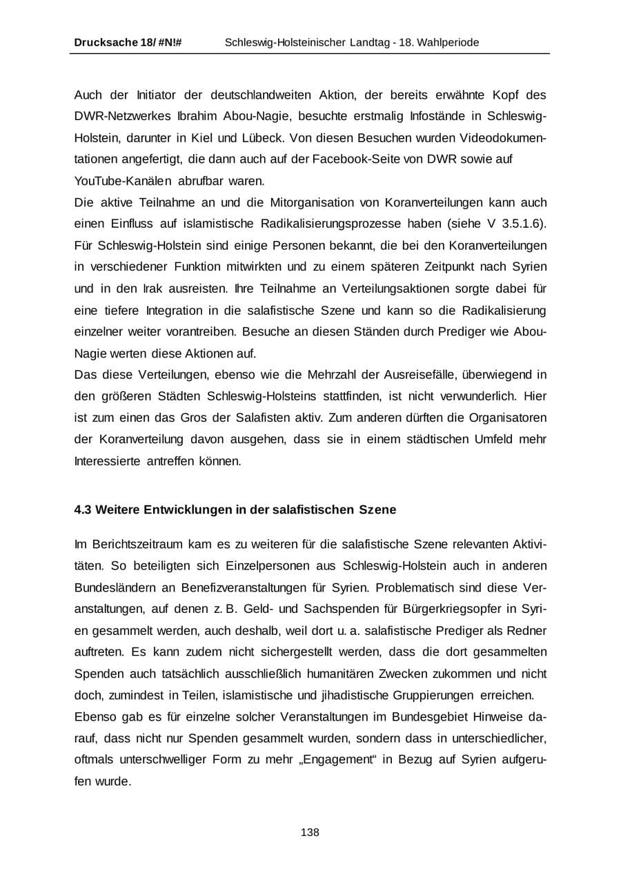 Seite 138 des Verfassungsschutzbericht 2014 Schleswig-Holstein