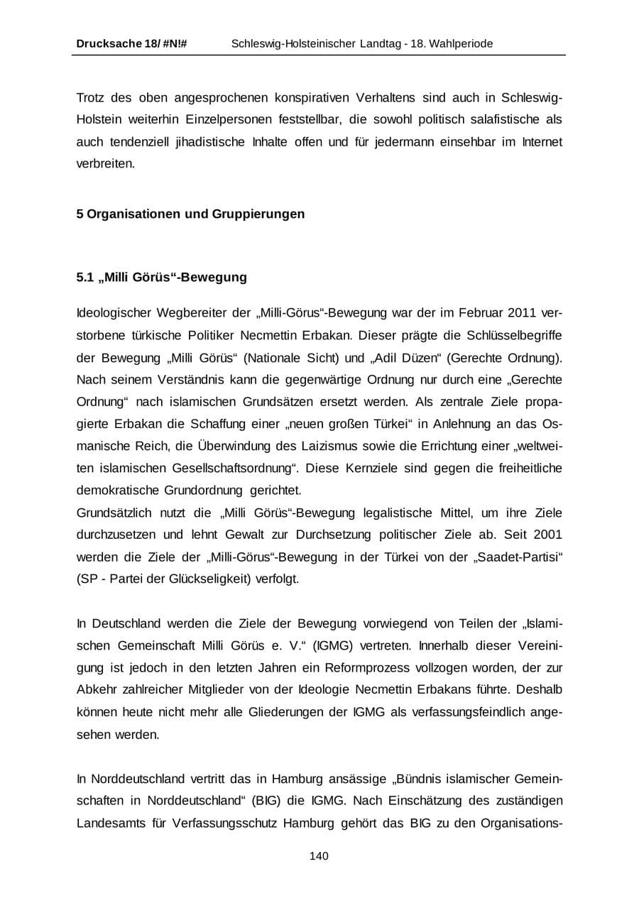 Seite 140 des Verfassungsschutzbericht 2014 Schleswig-Holstein
