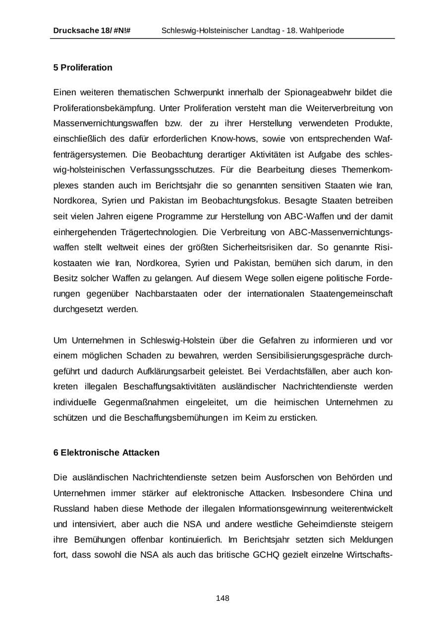 Seite 148 des Verfassungsschutzbericht 2014 Schleswig-Holstein