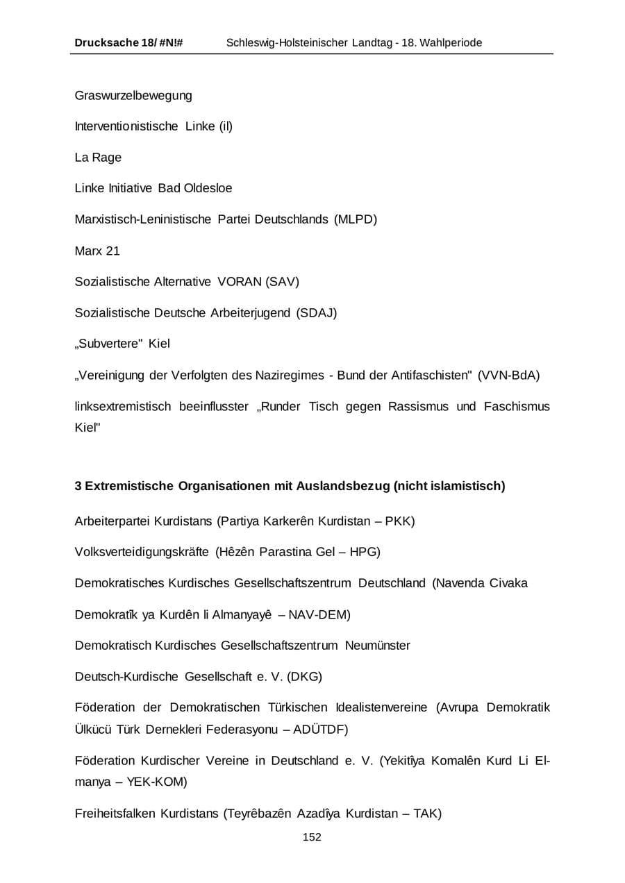 Seite 152 des Verfassungsschutzbericht 2014 Schleswig-Holstein