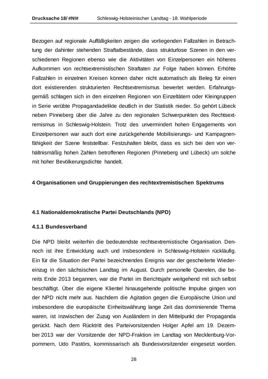 Seite 28 des Verfassungsschutzbericht 2014 Schleswig-Holstein