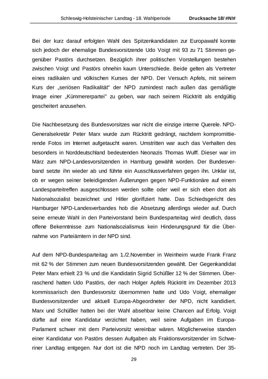 Seite 29 des Verfassungsschutzbericht 2014 Schleswig-Holstein
