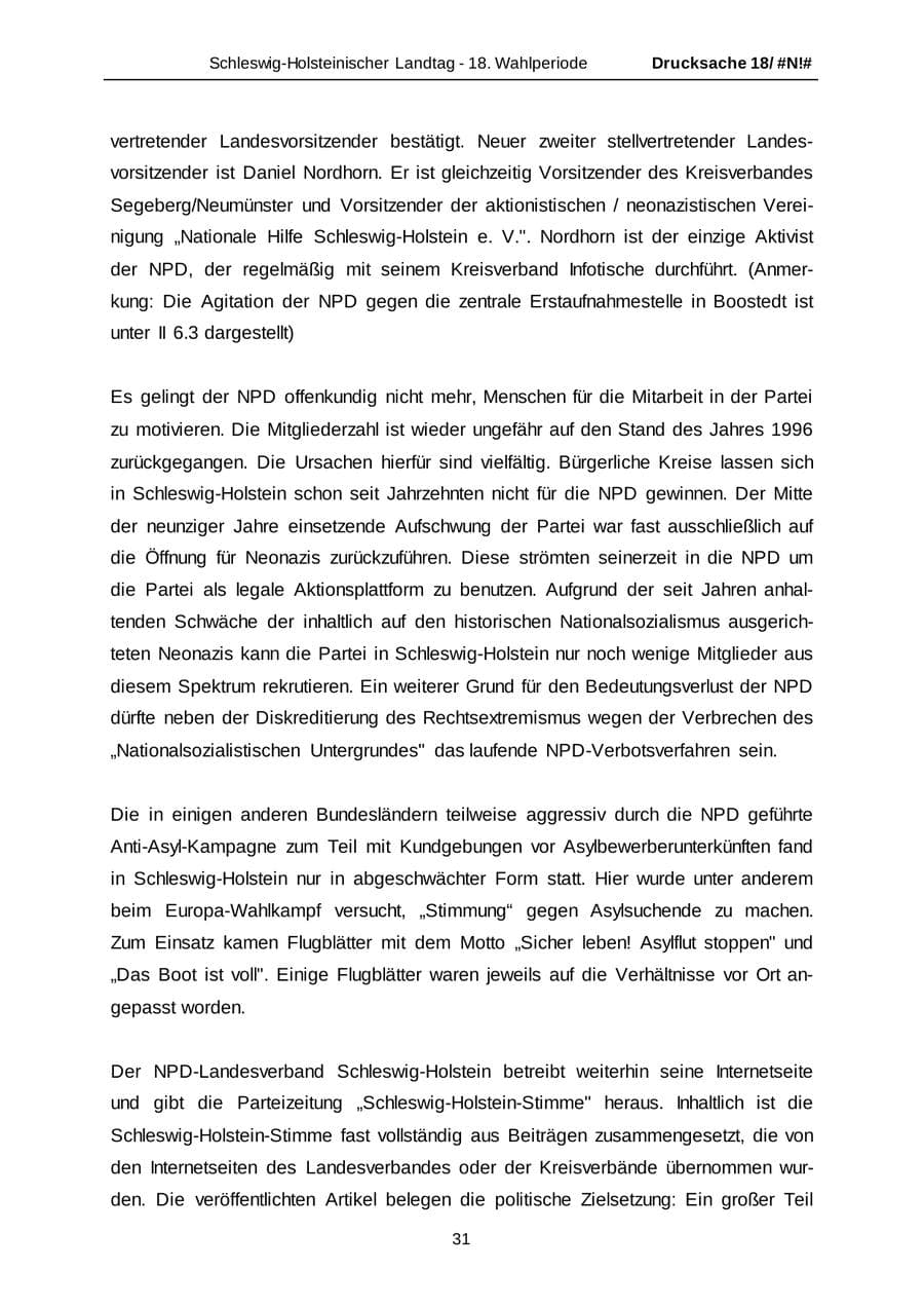 Seite 31 des Verfassungsschutzbericht 2014 Schleswig-Holstein