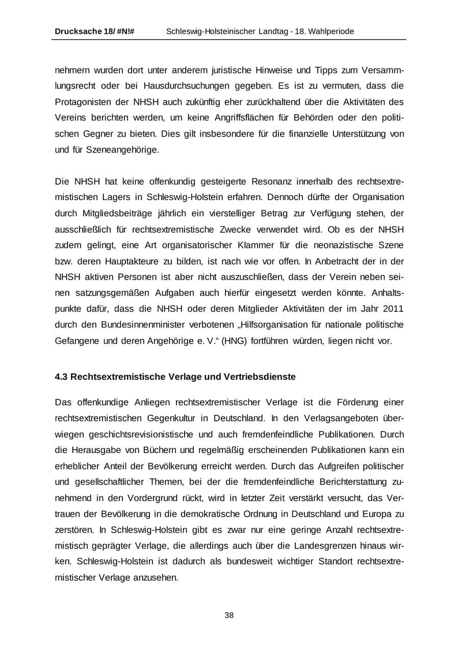 Seite 38 des Verfassungsschutzbericht 2014 Schleswig-Holstein