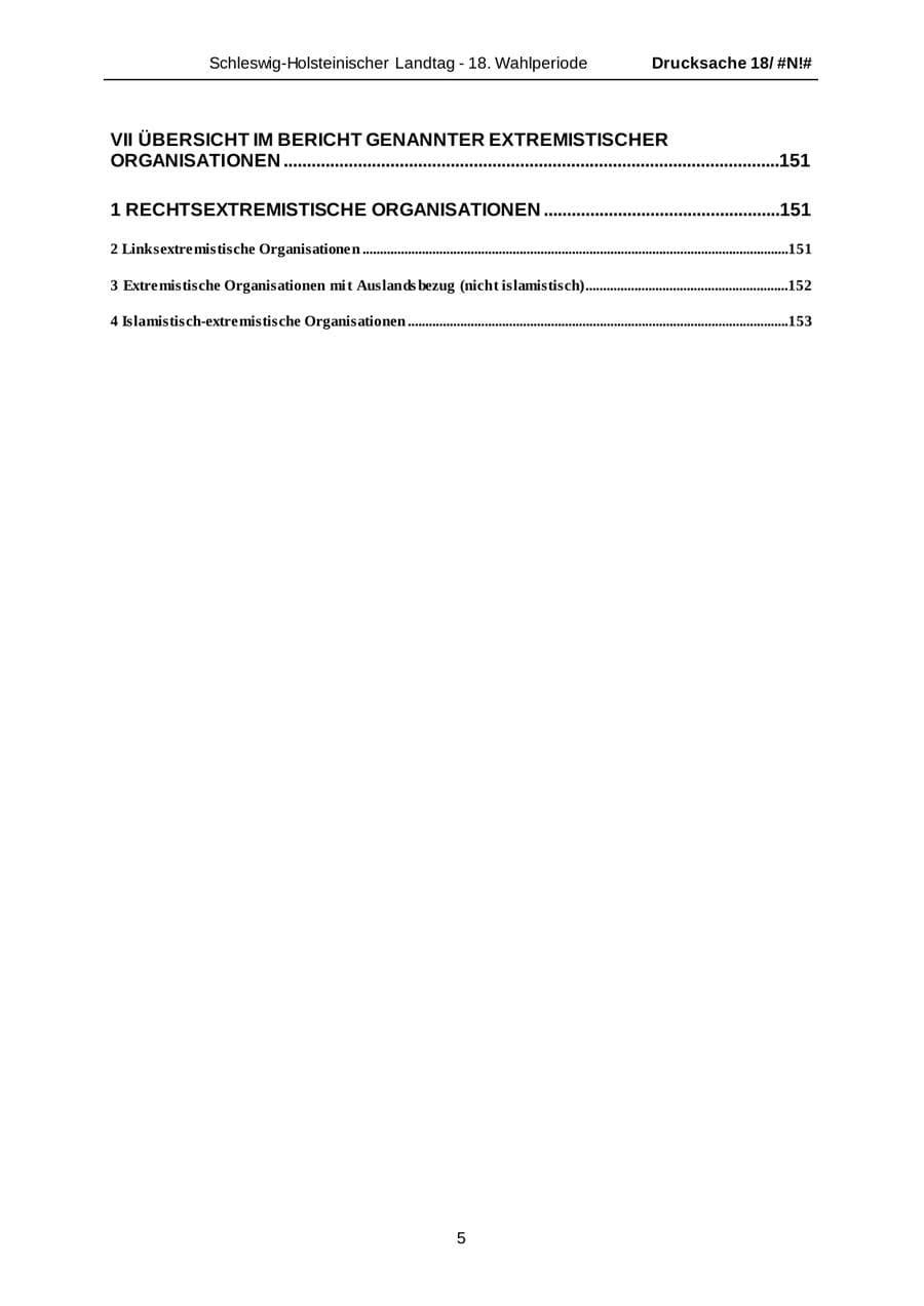 Seite 5 des Verfassungsschutzbericht 2014 Schleswig-Holstein