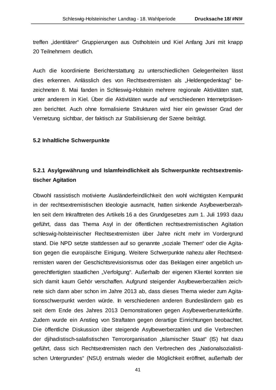 Seite 41 des Verfassungsschutzbericht 2014 Schleswig-Holstein