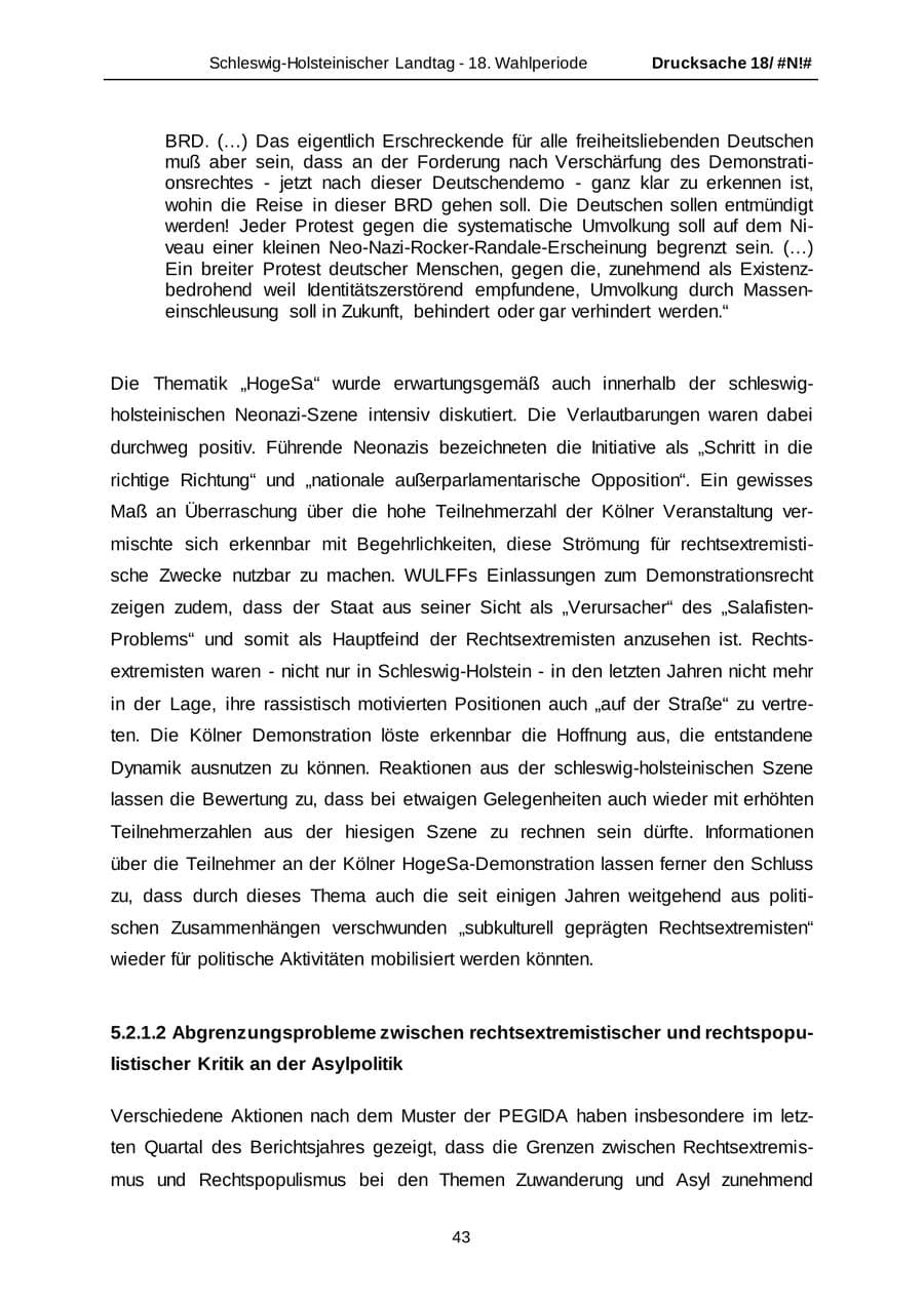 Seite 43 des Verfassungsschutzbericht 2014 Schleswig-Holstein