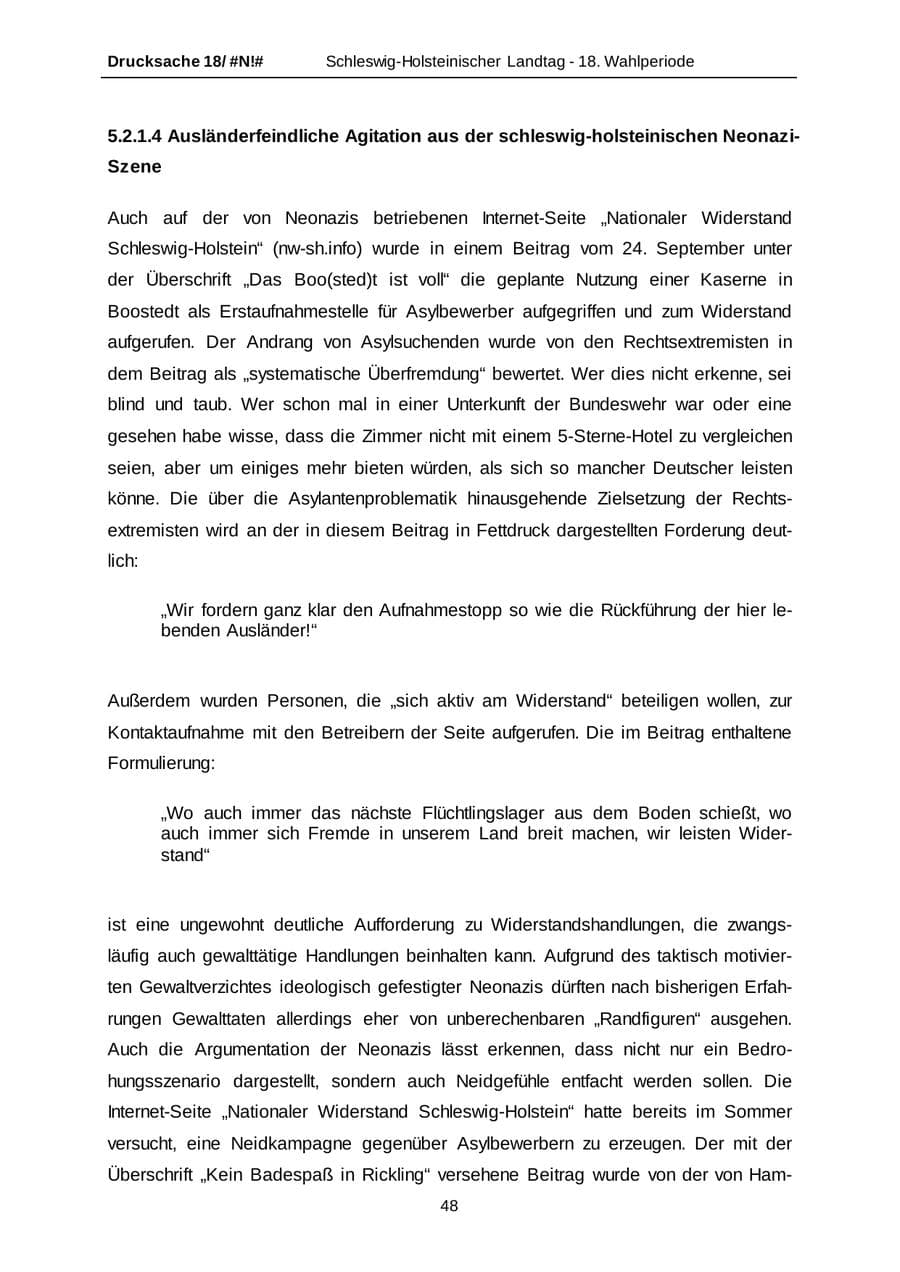 Seite 48 des Verfassungsschutzbericht 2014 Schleswig-Holstein
