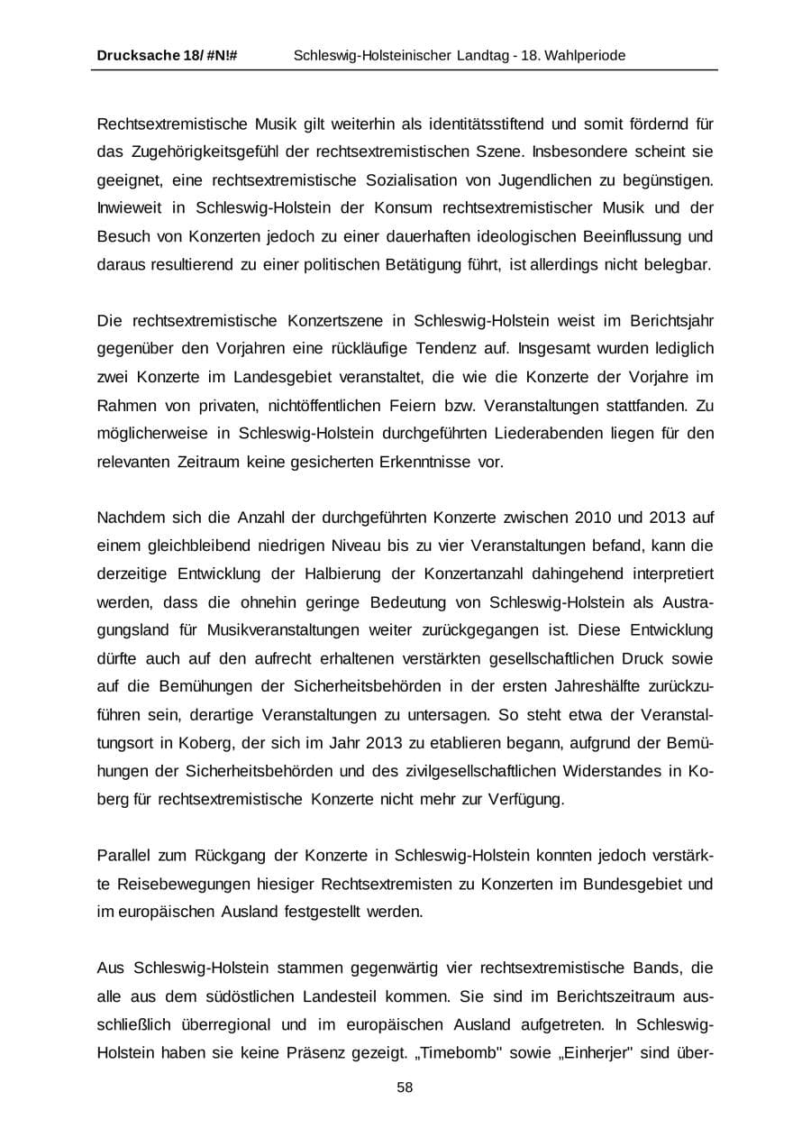 Seite 58 des Verfassungsschutzbericht 2014 Schleswig-Holstein