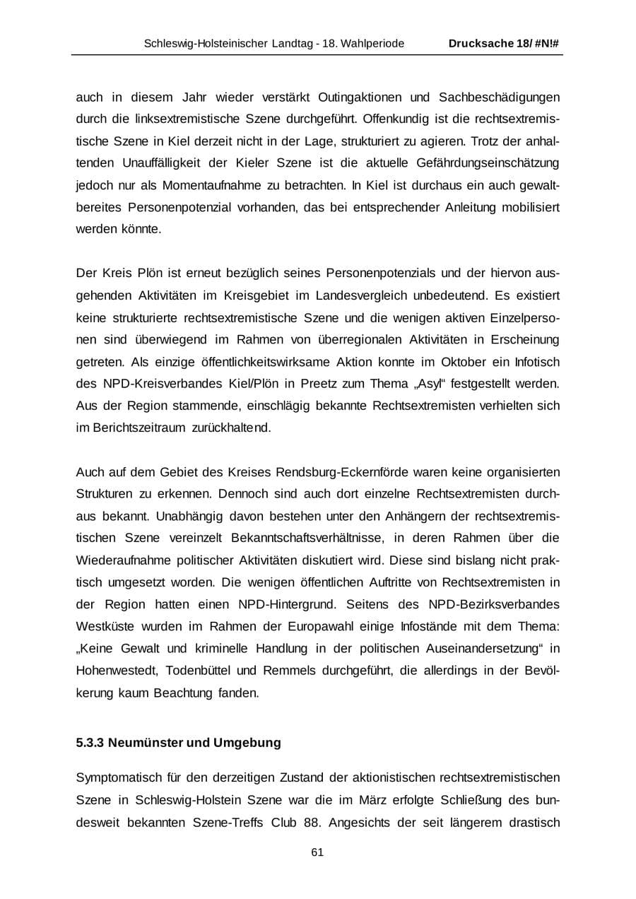 Seite 61 des Verfassungsschutzbericht 2014 Schleswig-Holstein