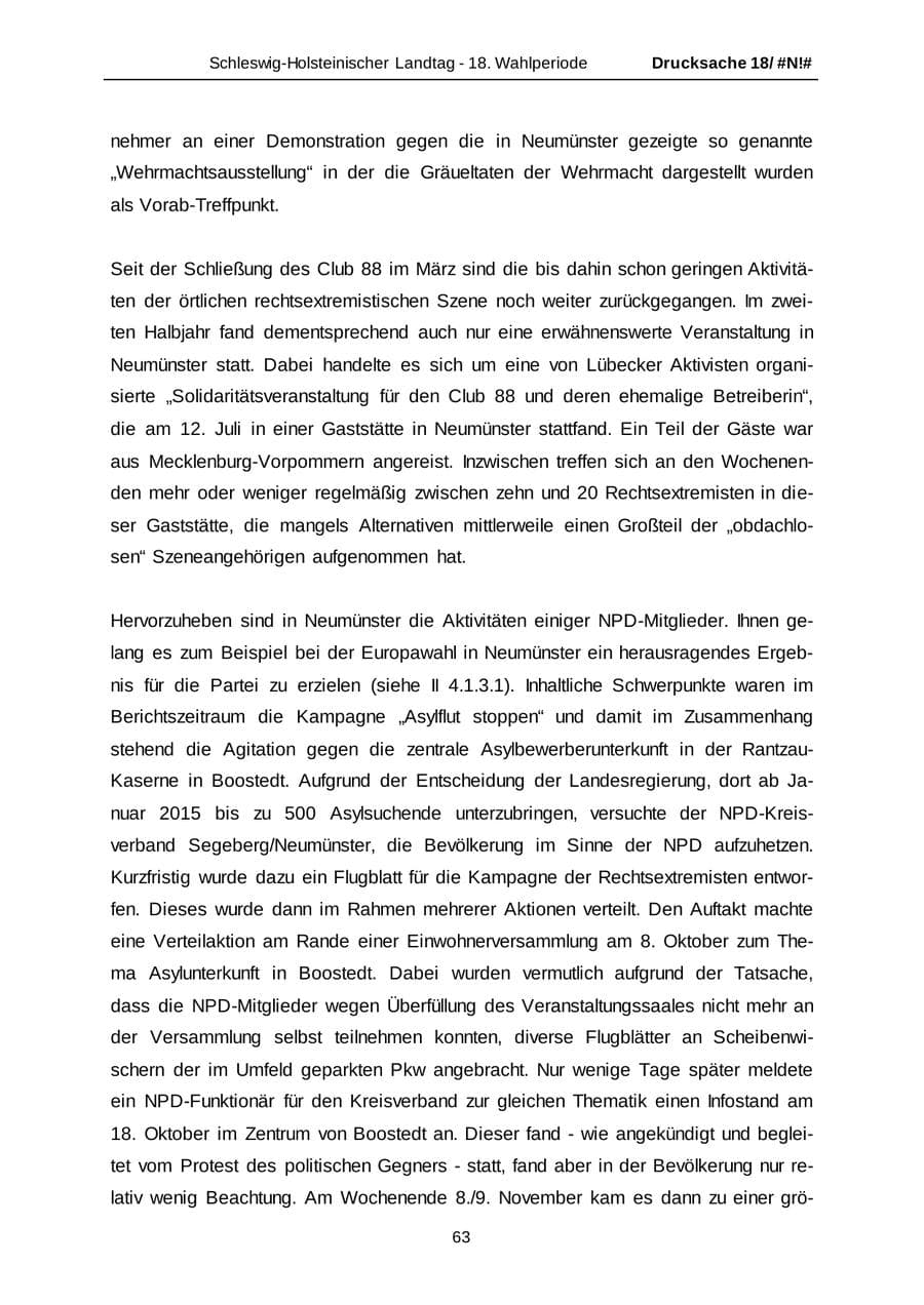 Seite 63 des Verfassungsschutzbericht 2014 Schleswig-Holstein