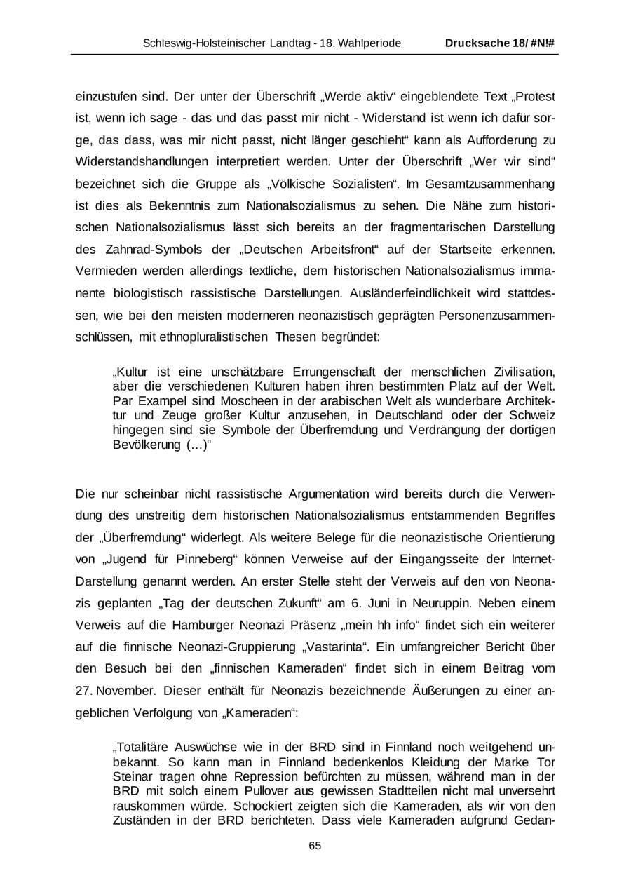 Seite 65 des Verfassungsschutzbericht 2014 Schleswig-Holstein