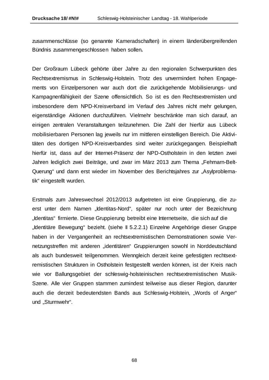 Seite 68 des Verfassungsschutzbericht 2014 Schleswig-Holstein