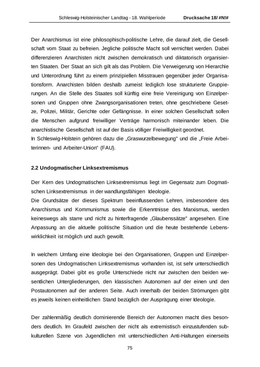 Seite 75 des Verfassungsschutzbericht 2014 Schleswig-Holstein
