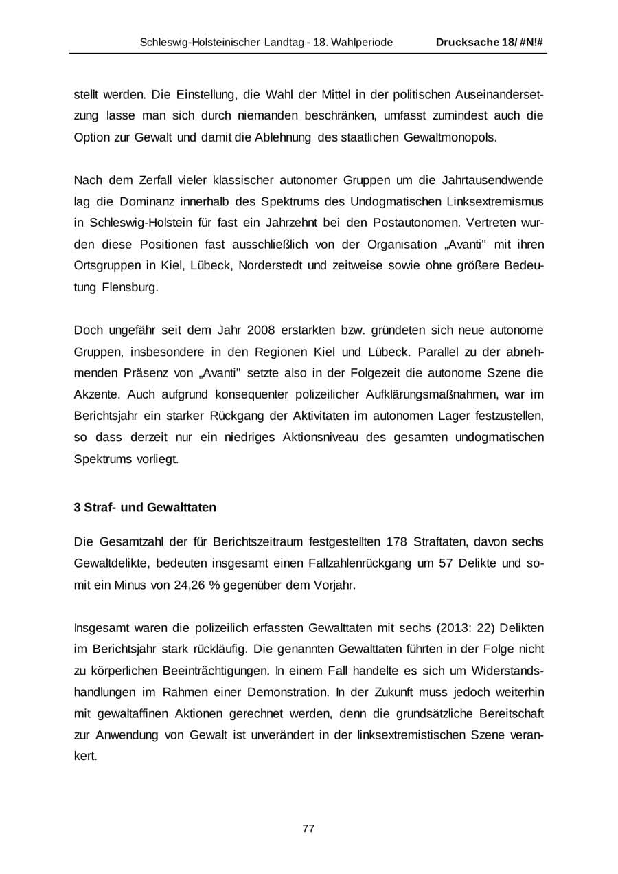 Seite 77 des Verfassungsschutzbericht 2014 Schleswig-Holstein