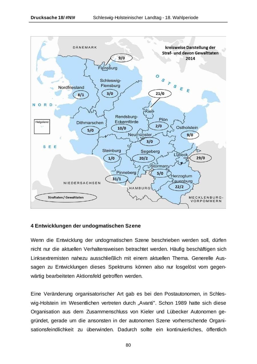 Seite 80 des Verfassungsschutzbericht 2014 Schleswig-Holstein