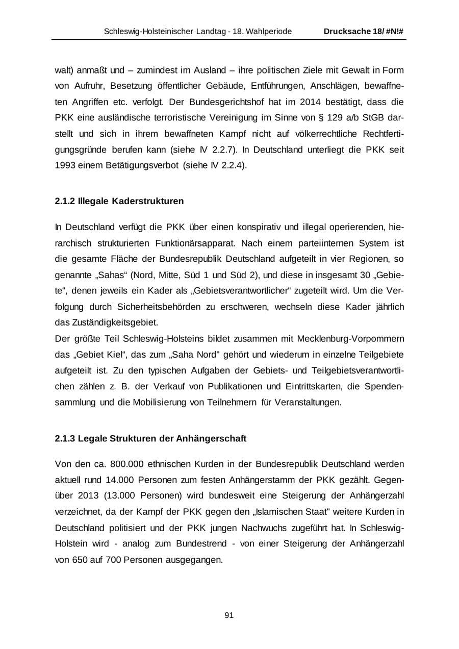 Seite 91 des Verfassungsschutzbericht 2014 Schleswig-Holstein