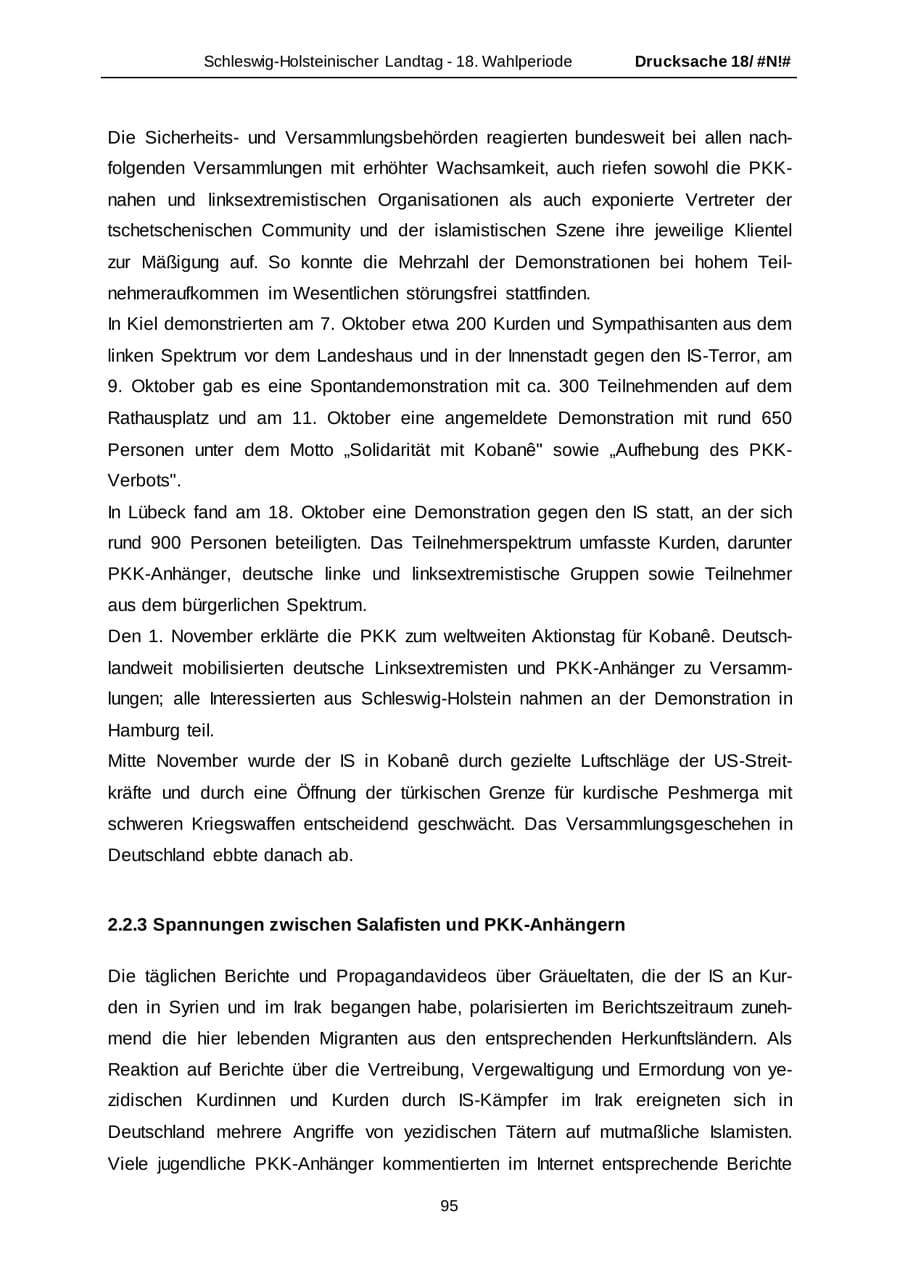 Seite 95 des Verfassungsschutzbericht 2014 Schleswig-Holstein