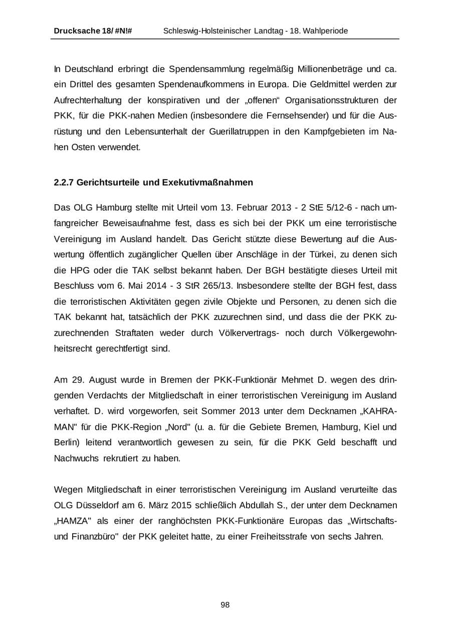 Seite 98 des Verfassungsschutzbericht 2014 Schleswig-Holstein