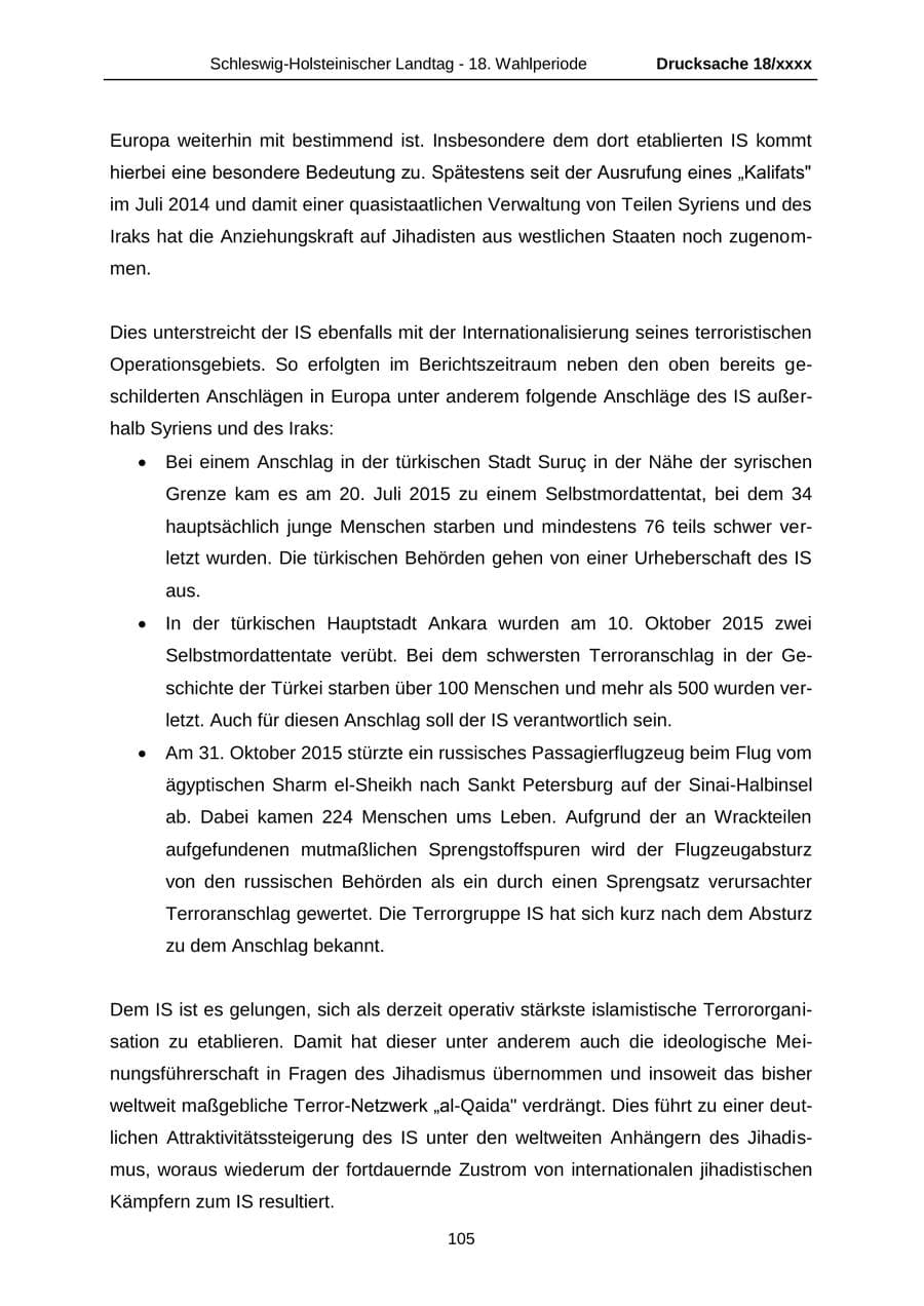 Seite 105 des Verfassungsschutzbericht 2015 Schleswig-Holstein
