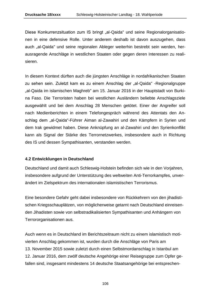 Seite 106 des Verfassungsschutzbericht 2015 Schleswig-Holstein