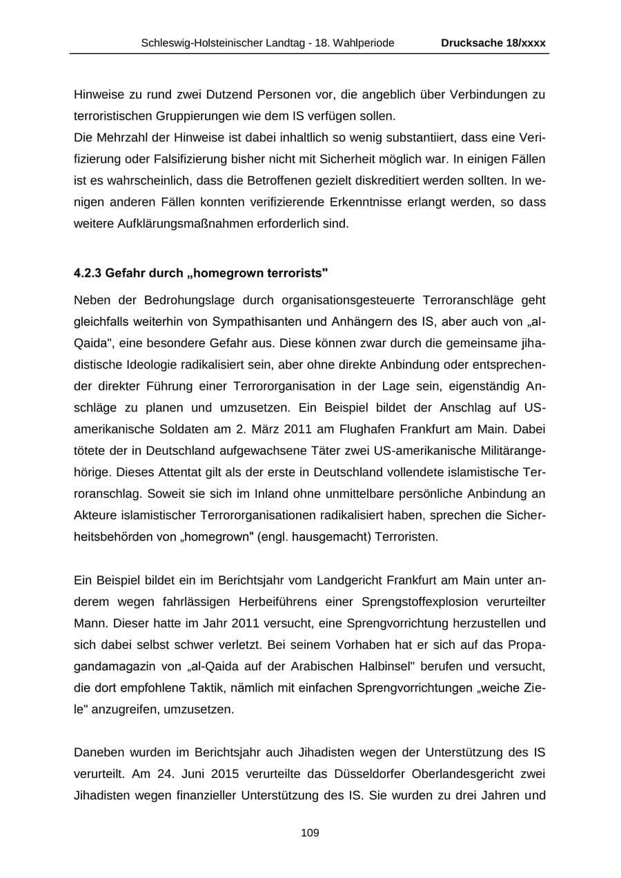 Seite 109 des Verfassungsschutzbericht 2015 Schleswig-Holstein