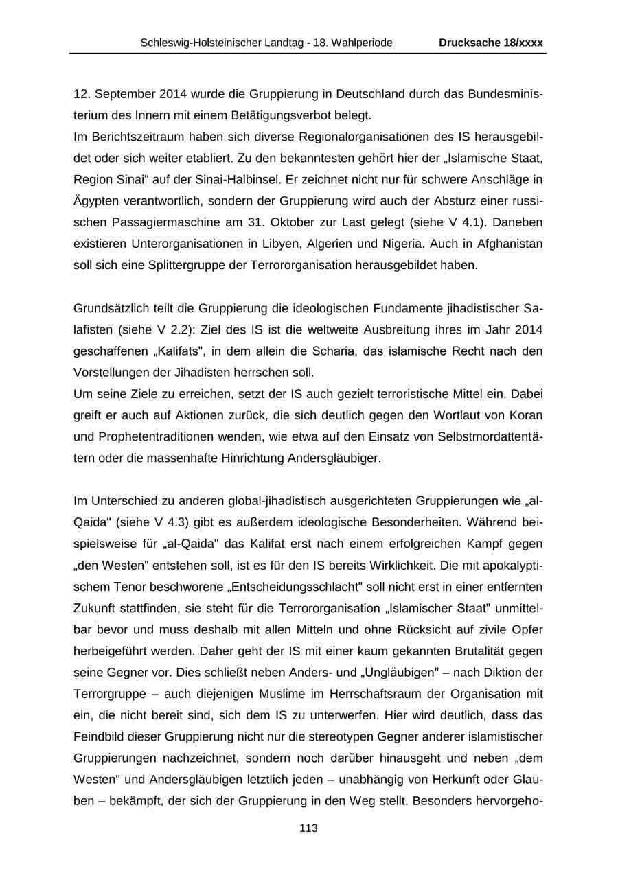 Seite 113 des Verfassungsschutzbericht 2015 Schleswig-Holstein