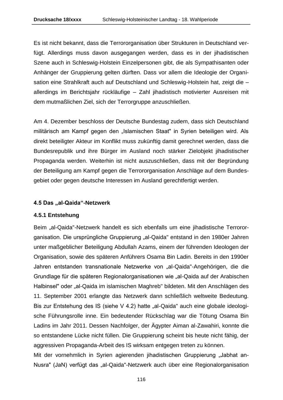 Seite 116 des Verfassungsschutzbericht 2015 Schleswig-Holstein