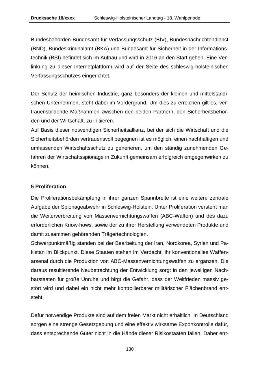 Seite 130 des Verfassungsschutzbericht 2015 Schleswig-Holstein